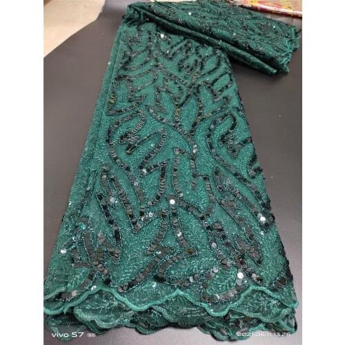Latest 2021 High Quality African Nigerian Tulle Lace Fabric With Sequins Embroidery Sewing Guipure Organza Prom Dresses 5yards