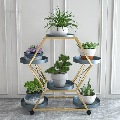 Simple Hotel Multi-layer Flower Shelf Indoor Balcony Home Furniture Plant Racks Nordic Wrought Iron Living Room Flower Pot Stand