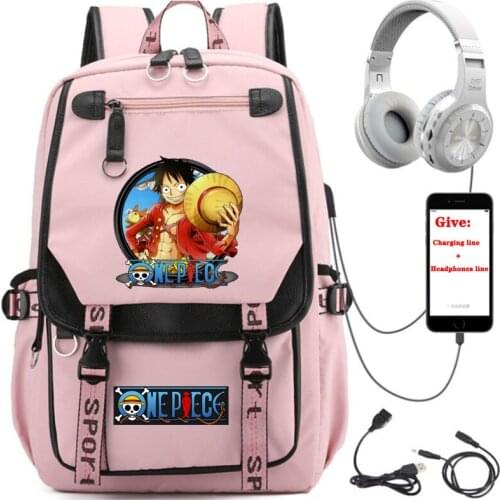 USB Charging teenagers Laptop packsack anime One Piece Luffy Zoro backpack student School book Bag Women men Travel Backpack