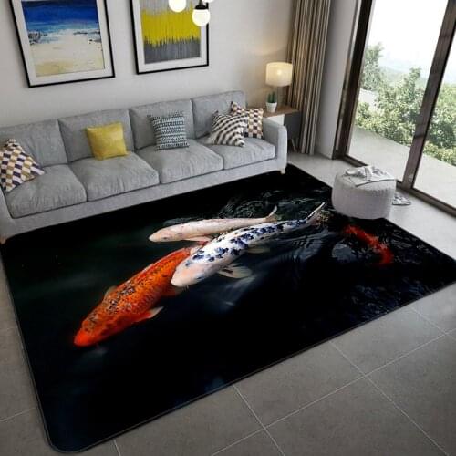 Nordic Luxury Animal Black 3D Carpet Living Room Decoration Home Fish Leopard Pattern Rug Bedroom Flannel Mat Bathroom Floor