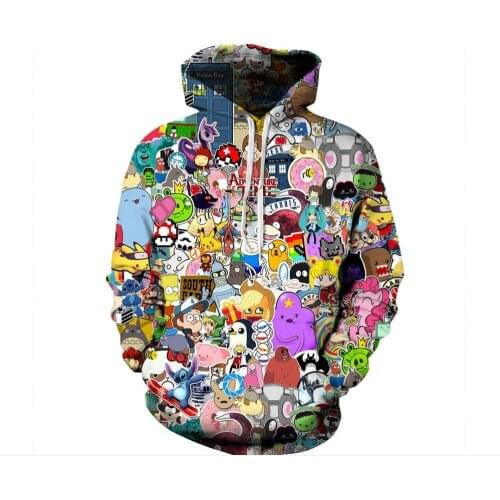 3XL Comic Digital Print 3d Sweatshirts Men/Women Autumn Winter Hoodies With Hat Autumn Thin Hooded Hoody Tops Casual Sweatshirt