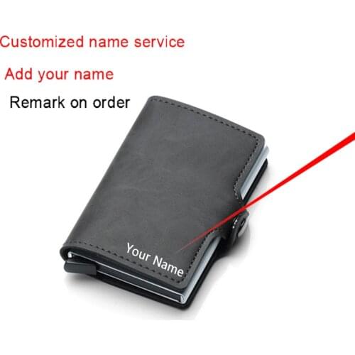 Rfid Business Card Case Holder Slim Lightweight Leather Wallet for Men &Women with Aluminum Box