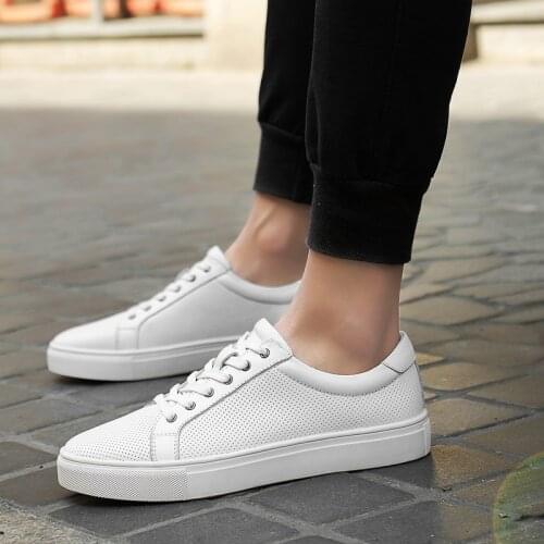 Fashion men shoes outdoor breathable genuine leather shoes lace up casual footwear men Soft face flat base shoes big size 49