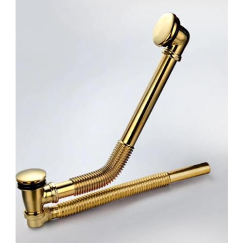 Bathroom Bathtub Drain Flexible Elastic Gold Chorme Anti Smeely Red Copper Material Drain 59cm/69cm Size