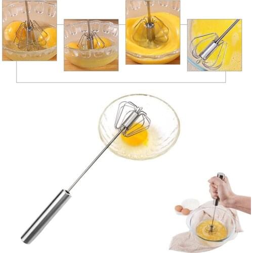 10'' 12'' 14'' Whisk Stainless Steel Semi-automatic Manual Push-type Rotary Egg Beater Handheld Tools for Home Kitchen