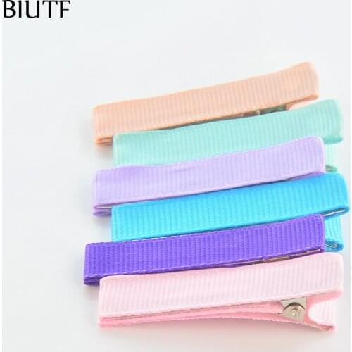 Wholesale 200pcs/lot 2'' Satin Ribbons Alloy Hair Clips DIY Korean Hairpin For Girl Hair Accessoreis 20 Color in Stock JZ05