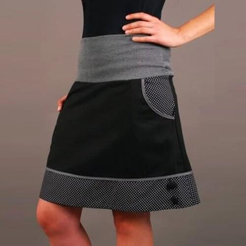 2021 Vintage Skirt Women Casual Slim High Waist Short Skirts For Women Patchwork Color Buttons Pocket Casual Ladies Skirts