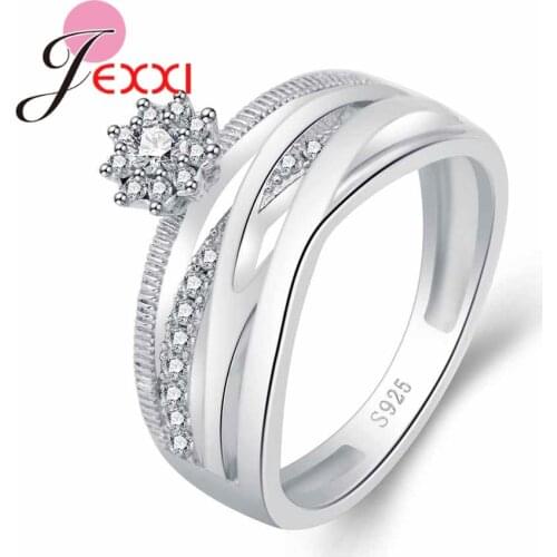 Gorgeous Genuine Creative Crossed Flowers 925 Sterling Silver Cubic Zircon Luxury Women Wedding Dance Party Jewelry