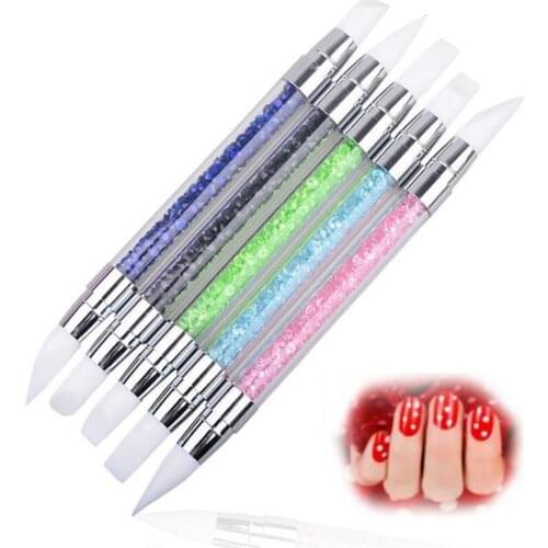 1pc New Nail Art Carving Pen Dual-ended 2 Ways Silicone Sculpture Pen For 3D Carving Painting Dotting UV Gel Manicure Tool