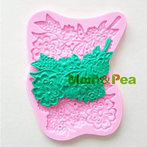 Mom&Pea 1261 Free Shipping Lace Flower Silicone Mold Cake Decoration Fondant Cake 3D Mold Food Grade