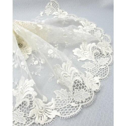 6 11/16 Inches Double Edge Wide Lace|Ivory Floral|Embroidered Lace Trim|Material|Clothing Ribbon|Hairband|Accessories DIY