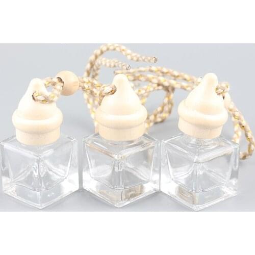 7ML Fashion Clear air Glass Perfume Bottles, Car Pendants Personalized Gifts, Wooden Empty Glass Perfume Bottles