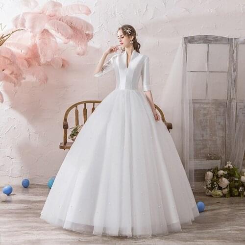 Princess Ball Gowns Wedding Dress 2020 New White Simple Robe De Soiree Bride Dress Wedding Gowns Vestido De Noiva