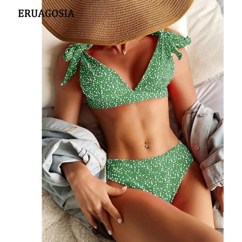 Sexy Dot Bikini 2021 Women Swimsuit V Neck Swimwear Female Adjustable Bikini Set Brazilian Biquinis Bathing Suit Beach Wear
