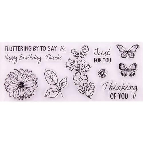 Flower Leaves Clear Stamps Butterfly Transparent Silicone Stamp Seal for DIY Scrapbooking Photo Album Paper Card Craft Supplies