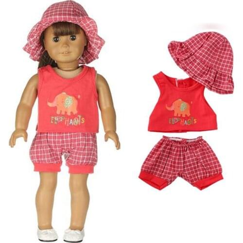 Baby Doll Clothes fit 45cm baby Doll Jumpsuit Suit with cute hat 18inch Accessories Children doll Birthday Gifts