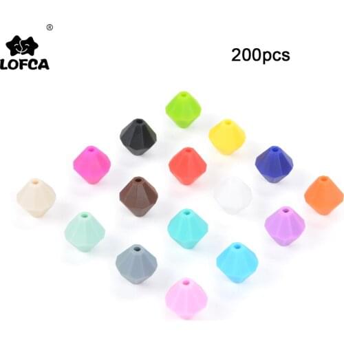 LOFCA 200pcs Baby Diamond Teethers Silicone Beads BPA Free Food Grade For Necklace Teething Beads Soft Chewable Nursing Toy DIY