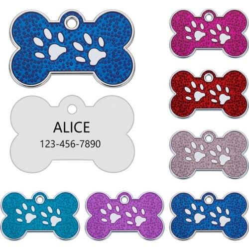 Anti-lost Custom Dog ID Tag Engraved Pet Dog Collar Accessories Personalized Cat Puppy ID Tag Stainless Steel Paw Name Tags