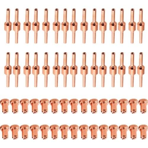 Quality 100Pcs Red Copper Extended Long Plasma Cutter Tip Electrodes Nozzles Kit Consumable For Pt31 Lg40 40A Cutting Welder To
