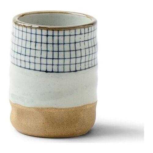 Ceramic soup cup coarse pottery hand painted lattice pattern teacup originality Coffee cup wine cups