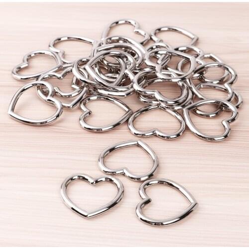 30 Neck Choker Rings DIY Necklace Connecting Loops Crafts Charm Jewelry Making Buckles Punk Sliver Alloy Heart-Shape Ring Clasps