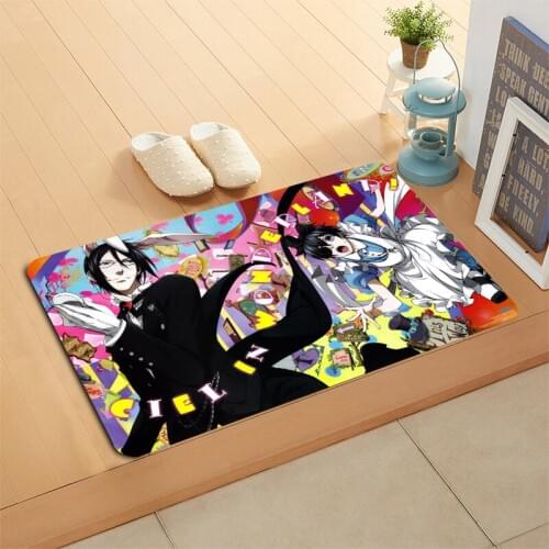 Anime Black Butler Doormat Floor/Bath/Kitchen/Beach Mat Flannel Sponge Fabric 3D Printed Shaggy Christmas Decoration For Bedroom