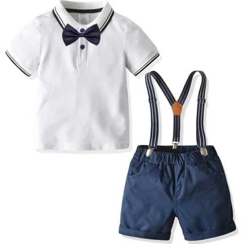 Summer Baby Boy Clothing Set White T-Shirt Shorts Kids Suits