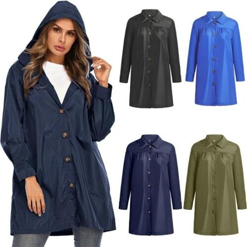Fashion Women Raincoat Hooded Jacket Casual Ladies Windproof Waterproof Coat