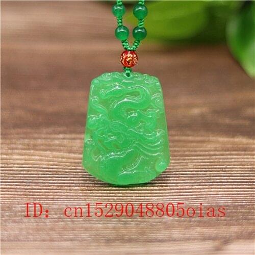 Natural Green A Emerald Jade Dragon Pendant Beads Necklace Charm Jadeite Jewellery Fashion Carved Amulet Gifts for Women Men