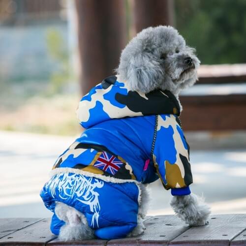 NEW Camouflage Winter Dog Coat Jumpsuit Waterproof Pet Dog Clothes Fashion for Teddy Chihuahua Pink Blue Red Green Black 5 Sizes