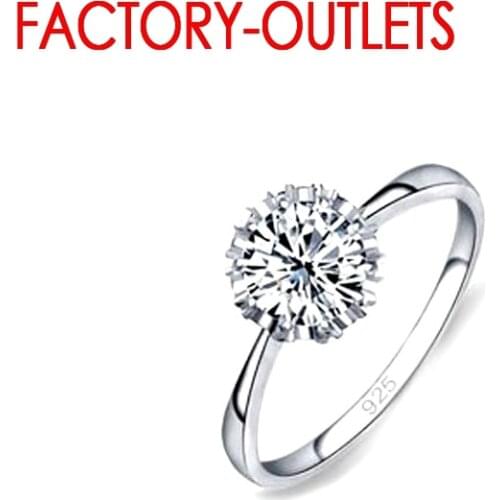 925 Sterling Silver Engagement Ring Fashion Jewelry Classic Style Cubic Zirconia Prong Setting Women Girls Wholesale