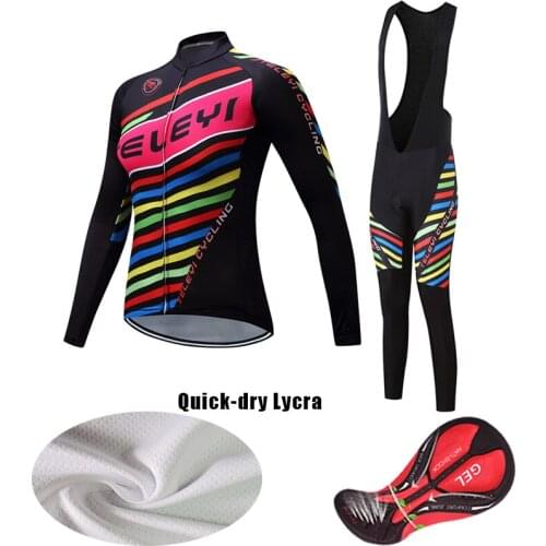 Autumn Long Sleeve Women Cycling Clothing BIB Gel Uniform 2021 Road Bike Jersey Set MTB Kit Female Dress Road Bike Clothes Suit