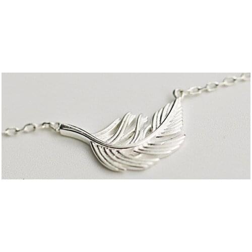 925 Sterling Silver feather Necklaces & Pendants For Women High Quality Sterling-silver-jewelry