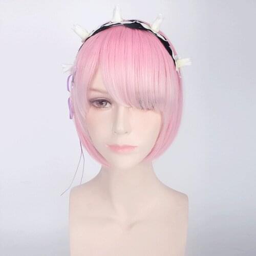 Cosplay Wigs Rem Ram Re:Zero Starting Life in Another World Costume Head Accessories Cosplay Halloween Costumes