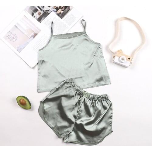 Summer Kids Sleepwear Outfits Clothing Homewear 2pcs Pajamas Toddler Girls Ice Silk Solid Color Camisole Shorts Sets