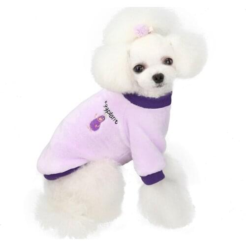 Dog Plush Round Neck Warm Winter Fruit Sweater Pet Clothes Winter Warm Fleece Pet Coat For Small Dogs French Bulldog Clothes