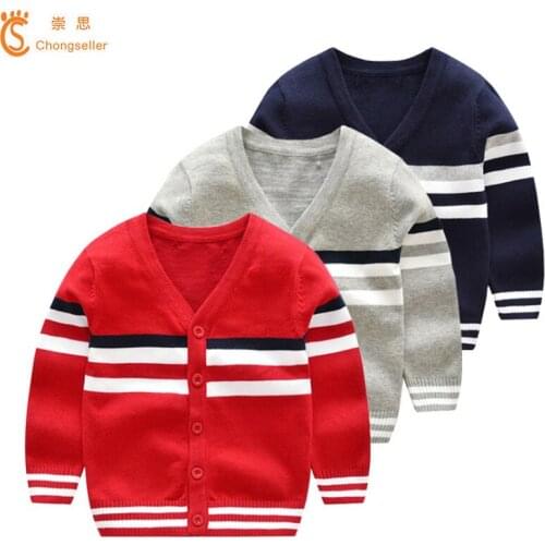 2018 Baby Boys Casual Sweater 3-7 Years Fashion New Design Cardigan School Boys Leisure Sweater Stripes Outwear