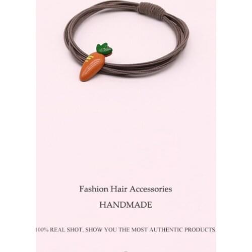 Sempl Paint Pendant Polyester Rubber New Arrival Strawberry carrot Elastic Hair Bands For Womens and Girls Kids Hair Accessorie