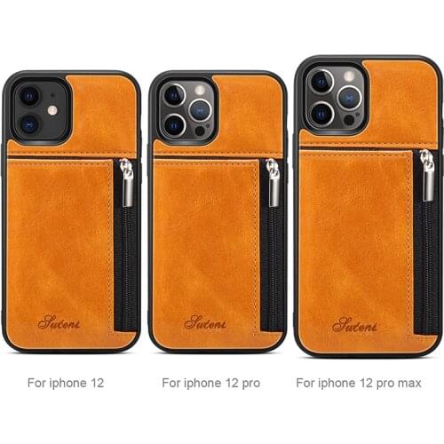 Luxury Leather Phone Case For iPhone 12 Pro Max Zipper Wallet Protection Soft Back Cover For iPhone 12 Pro