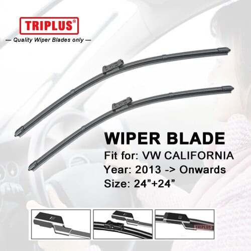 Wiper Blade for VW CALIFORNIA T5 T6 (2013-Onwards) 1set 24"+24",Flat Aero Windscreen Wiper Frameless Windshield Soft Wiper