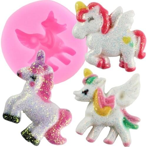 Unicorn Horse Silicone Molds Baby Birthday Cake Decorating Tools Animal Cupcake Topper Fondant Molds Candy Clay Chocolate Moulds