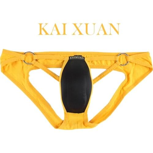 Sexy Men Thongs G String Padded Penis Pouch Underwear Enhance Male Open Back Underpants Panties Tanga Hombre