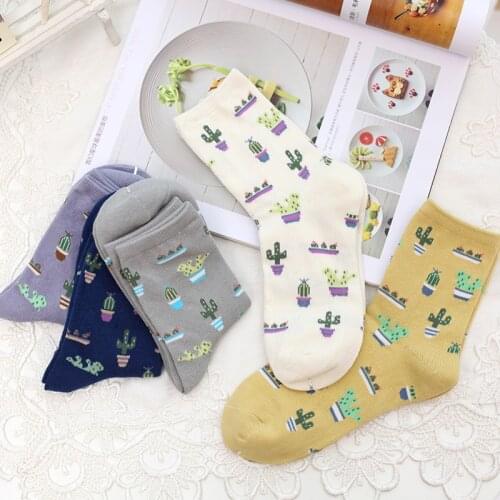 Creative Plant Cactus patternl cotton socks women 3d funny female lovely cute socks comfortable 5pairs/lot