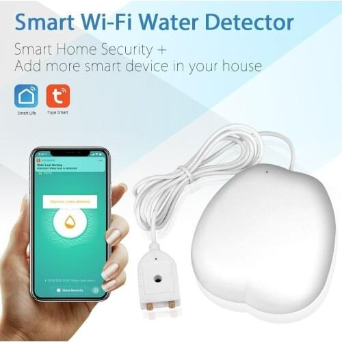 Smart WIFI Water Leak Sensor Water Leakage Intrusion Siren Detector Alert Water Level Overflow Alarm Tuya App Remote Control