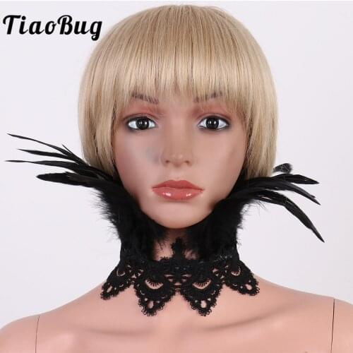 Victorian Gothic Natural Feather Collar Choker Shrug Shawl Shoulder Wrap Cape with Ribbon Ties for Halloween Party Costume