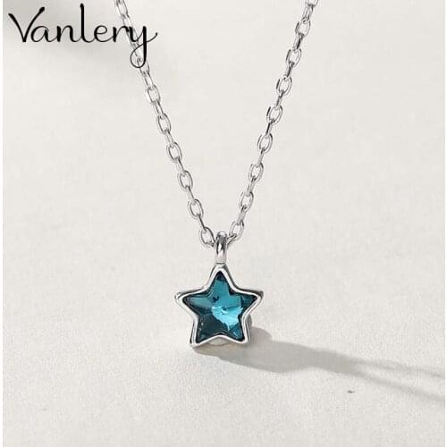 Vintage Blue Crystal Star Choker Necklace For Women Long Chains Statement Necklace 2021 New Trendy Jewelry Gift