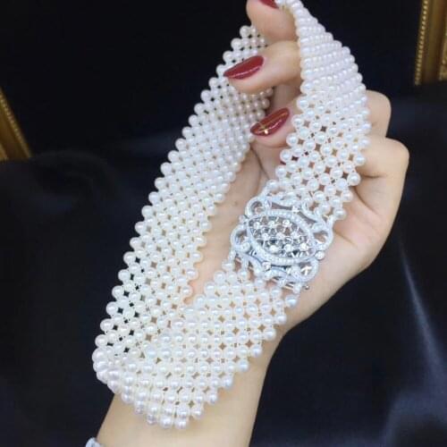 Natural fresh water pearl choker necklace for party or wedding 925 sterling silver fine women jewelry free shipping