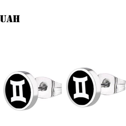 UAH 1 Pair Stainless Steel Round Shaped Black Earrings Trendy Round Punk Ear Studs Earrings Women Men Earrings