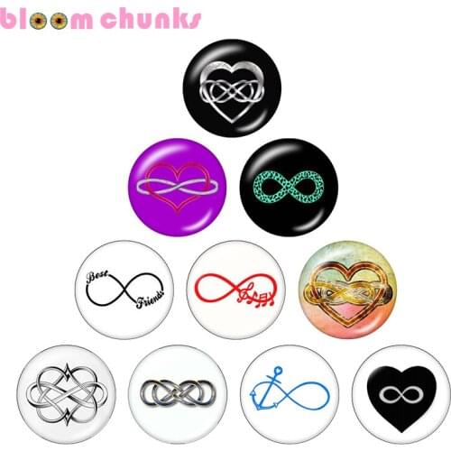 Infinity love 10pcs mixed 12mm/18mm/20mm/25mm Round photo glass cabochon demo flat back Making findings S6057