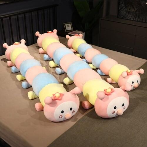 130cm Lovely caterpillar doll plush toy comforts children sleeping pillow long pillow little girl doll
